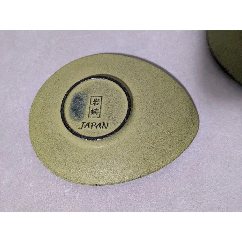 Set of 2 Teavana Green Dragonfly Cast Iron Teacup Coasters Saucers Japanese